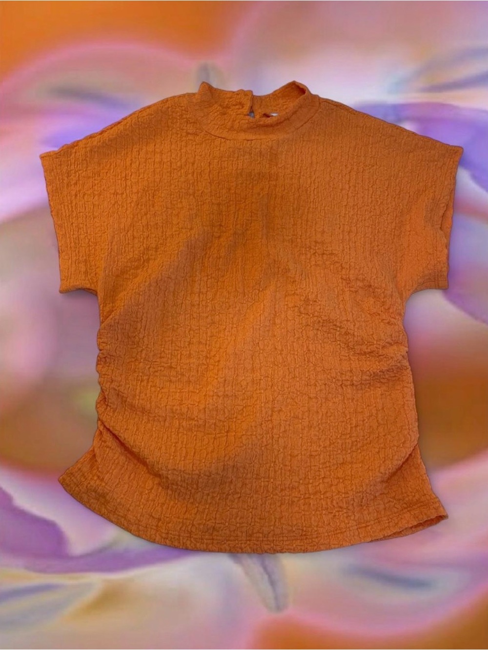 Y2K Womenâs Textured Orange Short-Sleeve Top Size Large